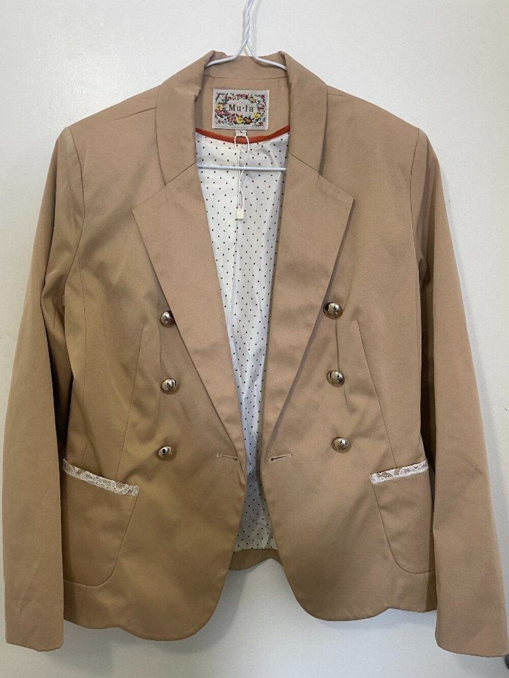 Beige nude tan blazer with gold buttons size S perfect condition